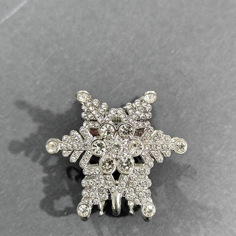 

1Pcs Silver Rhinestone Snowflake Hair Clip Christmas Style Side Bangs Shattered Hair Clip Fashion New Ponytail Clip
