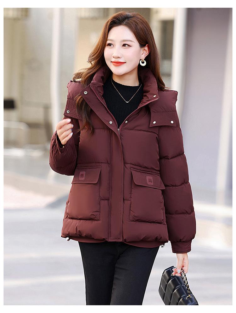 Women’s Short Hooded Windproof Thicken Warm Winter Jacket With Adjustable Hem