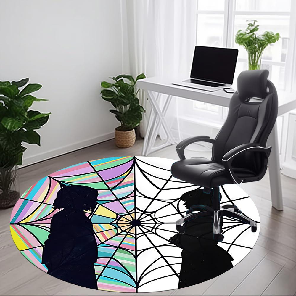 1PC Wednesday Office Round Rug, Non-slip, Soft and Durable Office Rug for Interior Decoration, Perfect for Office yy250915126