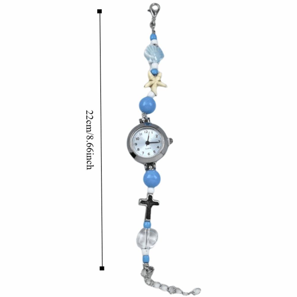 Adjustable Bracelet Watch Starfish Shell Quartz Watch New Ceramic Beaded Bracelet Watch  Gift