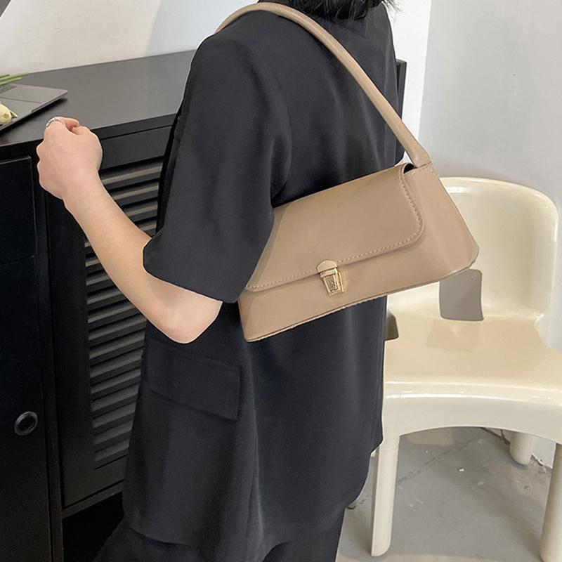 Women Retro Tote Bag Trendy Vintage Underarm Bag Portable Casual PU Leather Solid Color Simple Mountaineering Bag Christmas Gift