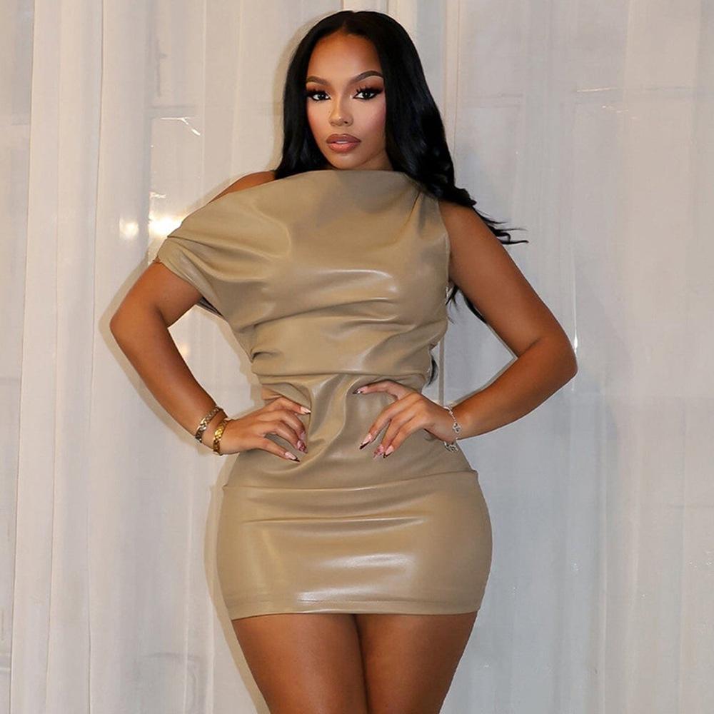 

Женское сексуальное однотонное платье без рукавов L хаки