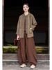 Women's Retro Ramie Sand-Washed Distressed Loose Lantern Pants for Meditation and Tai Chi