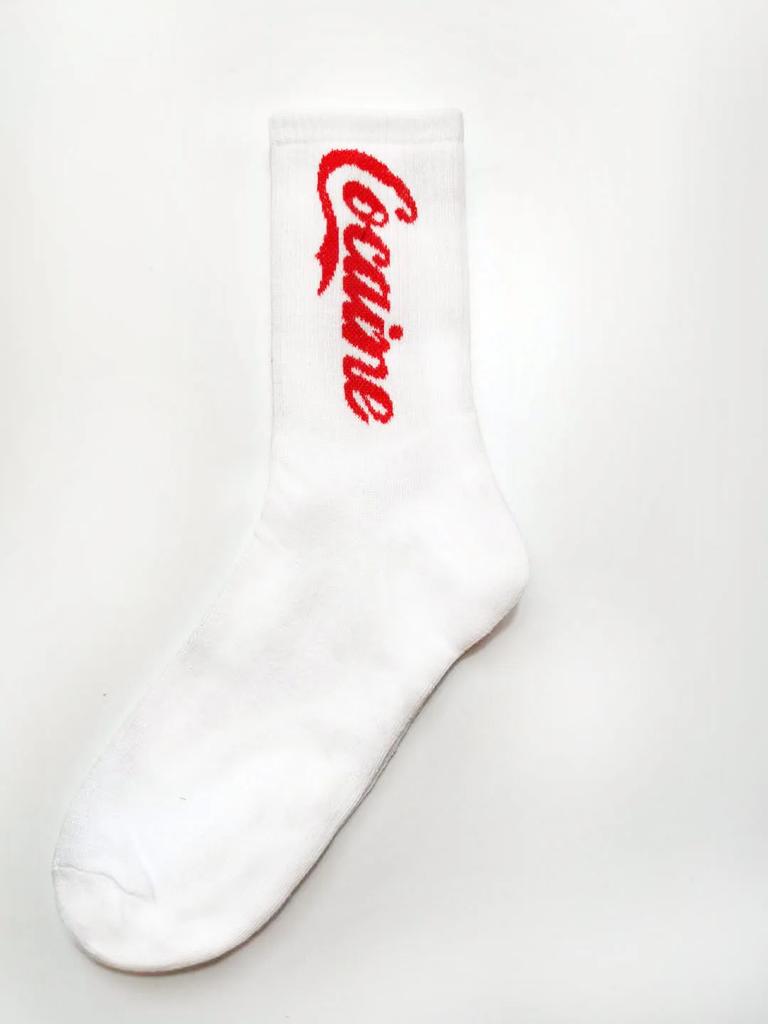 New Cyberpunk Style White Cartoon Gameing Socks for Men and Women Game Over Socks Cotton Women Ins Style Funny Happy Socks