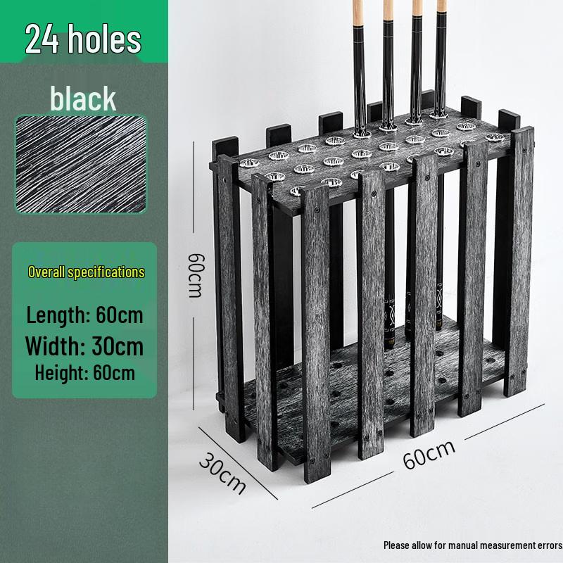 Solid Wood 24-Hole Billiard Cue Rack