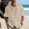 Men's Casual Zip-Up Hooded Sweatshirt Lightweight Cotton Linen Autumn Tops Breathable Outdoor Wear Male Fashion Pullover for Travel