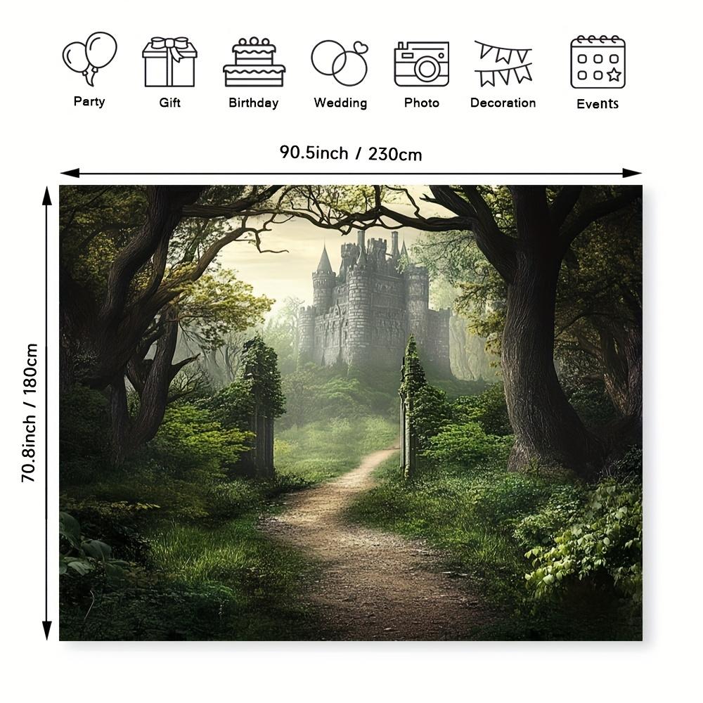 1 Piece Gothic Medieval Castle and Misty Forest Backdrop, Ideal for Room Decoration and Theme Parties