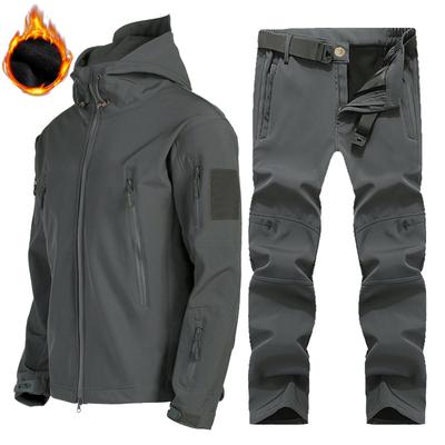 Men's Winter Plus-Velvet Warm Shark Skin Soft Shell Jacket - Waterproof Windproof Suit for Mountaineering, Skiing  and Cycling