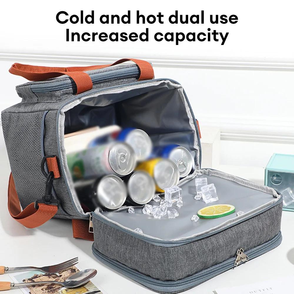 Portable Thermal Lunch Bag Picnic Food Cooler Bags Insulated Case Durable Waterproof Office Lunchbag Shoulder Strap Cooling Box
