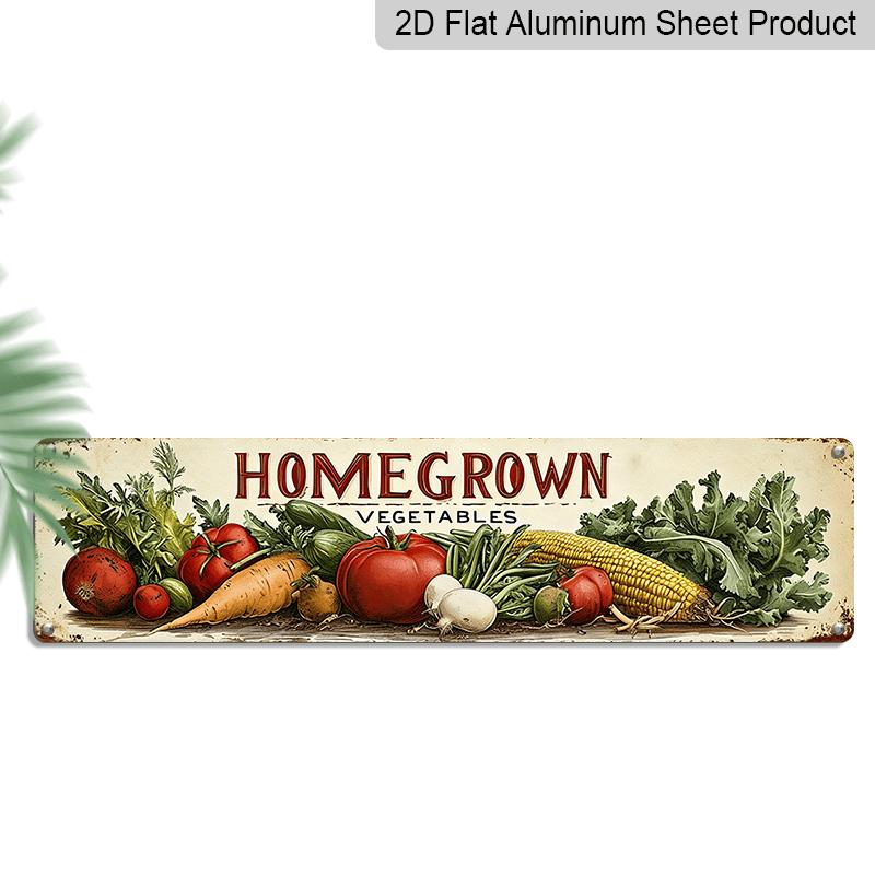 

2D Flat, 1pc Retro Vegetable Wall Decor - Aluminum Decorative Sign Suitable for Kitchen, Cafe, Garage, Bar - Distressed Vintage Farmhouse Hanging Art 40cm x 10cm