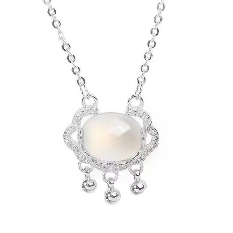 

Ожерелье с подвеской в китайском стиле Ruyi, замок безопасности, имитация белого нефрита, ожерелья для женщин, украшения для долголетия, подарок матери и дочери