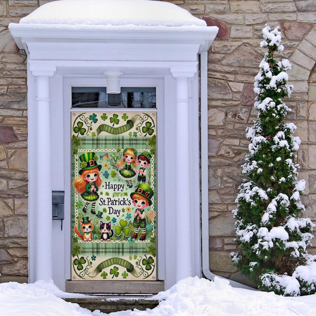 St Patrick's Day Banner, St Patty's Day Door Cover Party Decoration Backdrops, Party Decoration Backdrops