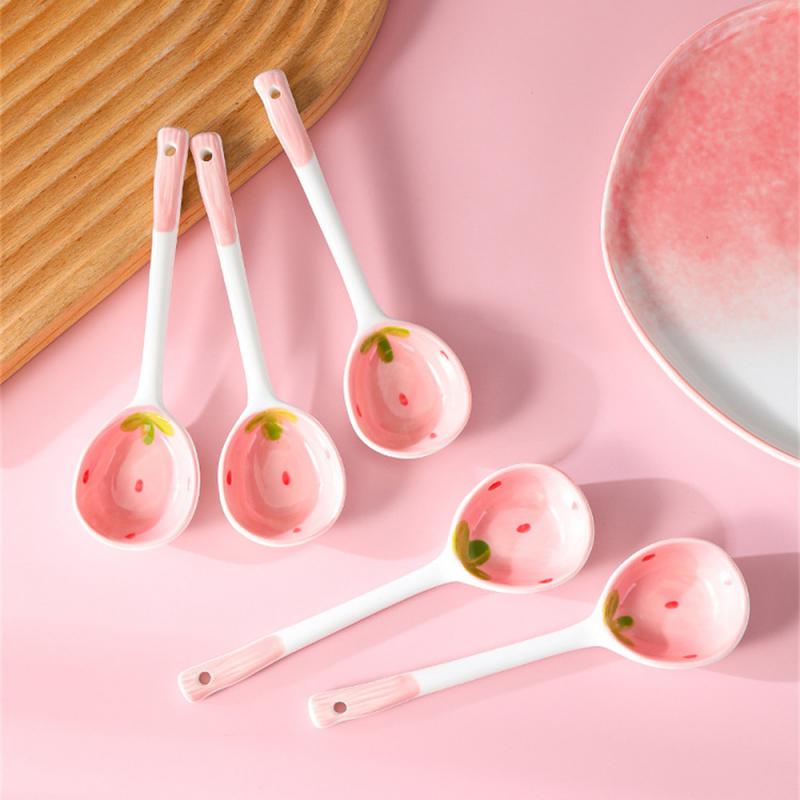 Kitchen Tools Dessert Snack Scoop Multipurpose Good-looking Ceramic Spoon For Children High-quality Cute Teaspoon 1/2/3PCS