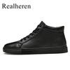 Echtes Leder Weiß High Top Sneakers Herren Skateschuhe Skateboard Schuhe Schwarz Große Größe 48 49 Herbst Winter Plüsch