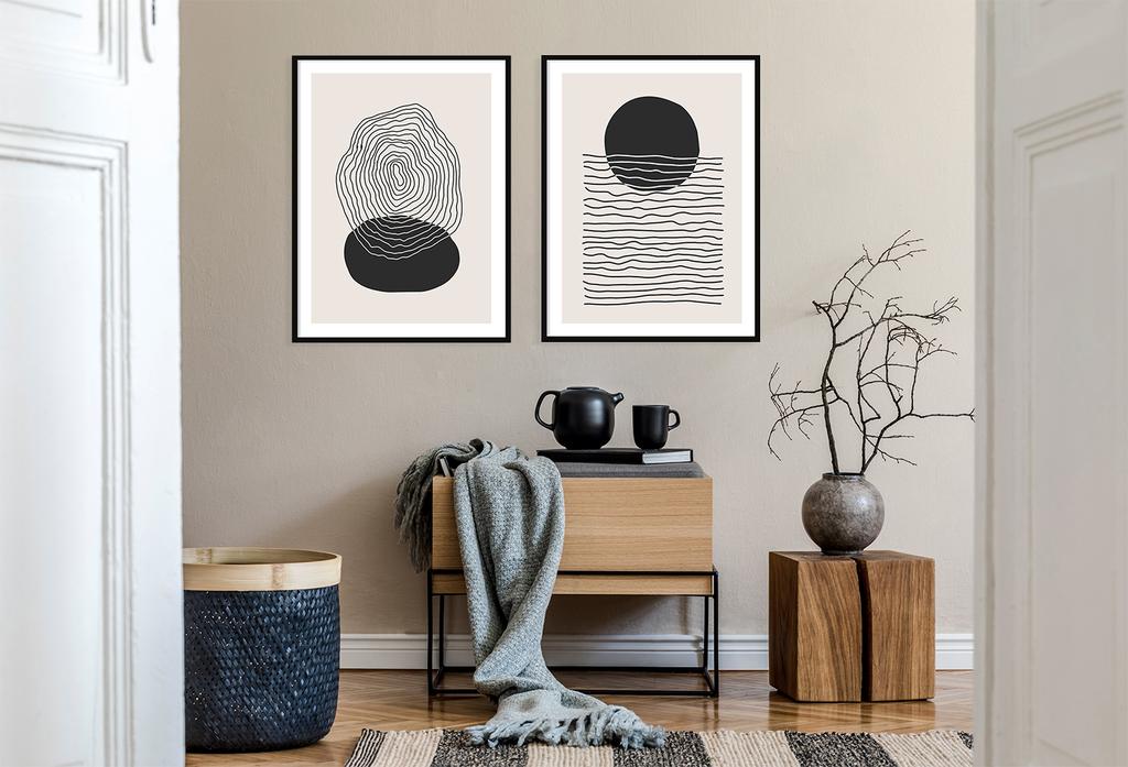 Picture posters In a frame 53x73cm Diptych Set of 2 pictures Abstract Boho P2066