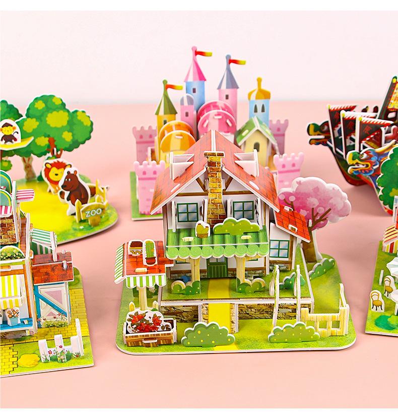3D Cartoon Paper Jigsaw Puzzle - Architectural Model for Kids' Prizes & Kindergarten Toys
