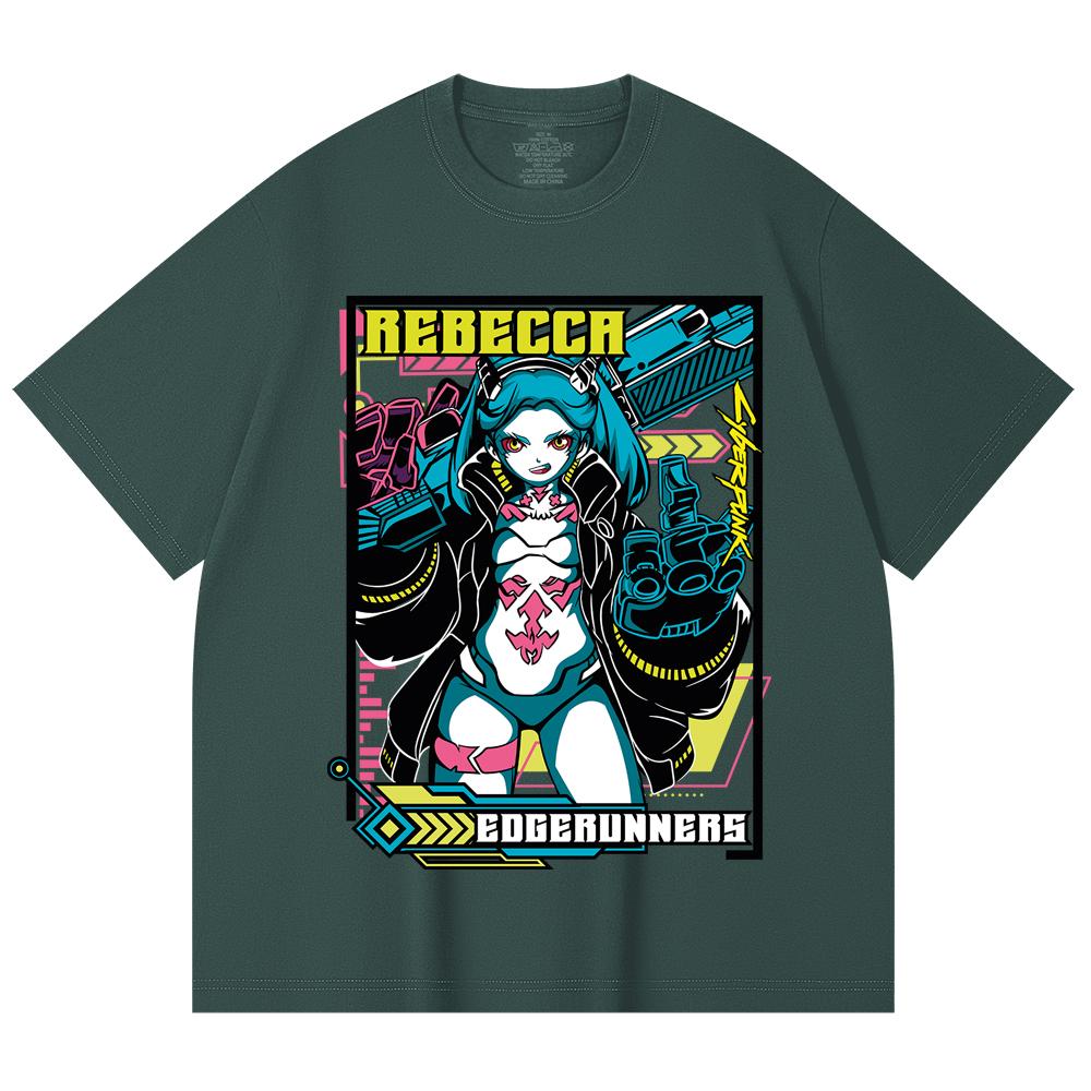 230 Gsm 100% Cotton Cyberpunk V9 Rebecca Print Unisex Heavy Cotton T Shirt