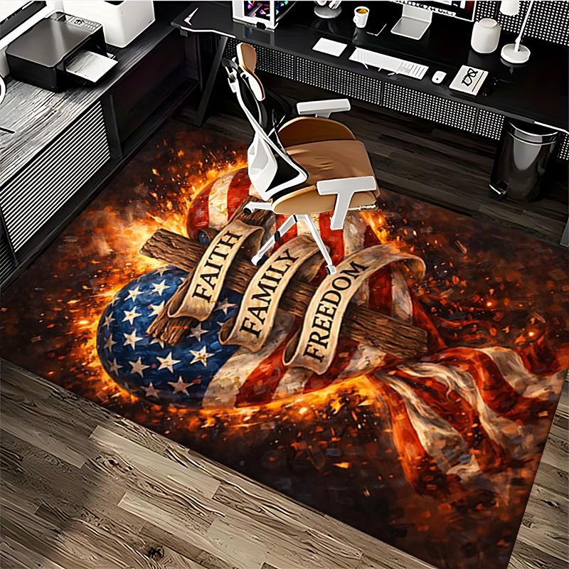 1pc Faith Family Freedom Heart Carpet Rug for Bedroom Living Room Decor Sofa Home Game Area Rug Non-slip Floor Mat. D722018