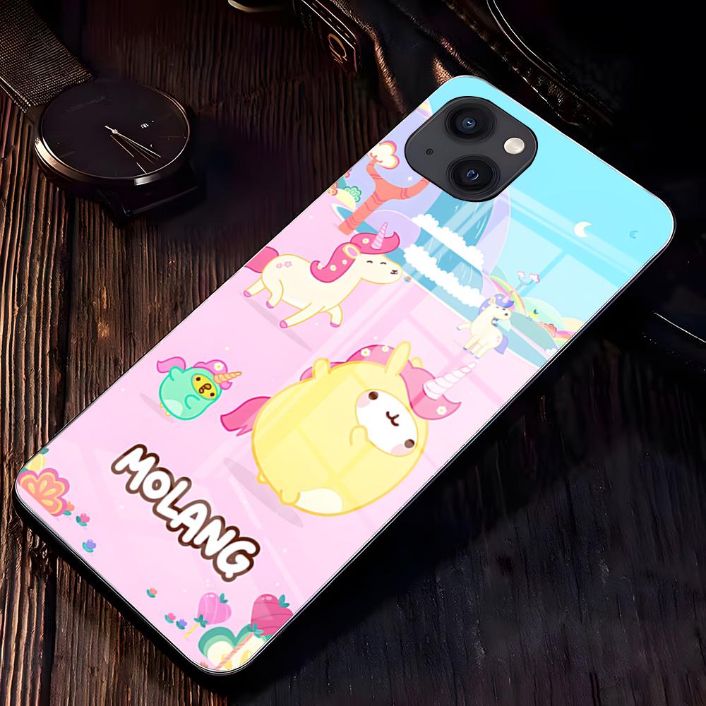 Cute A-molang Phone Case For IPhone 17 Pro Max 16 15 14 Pro Max 13 11 X Xs Xr 8 7Plus Glass Cover