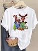 (Asian Size) watercolor tree style Tee Top Christmas Festival New Year Clothing T Shirt Women Fashion Print Female Woman Short Sleeve Graphic T-shirts