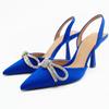 New 2025Women's High-heels Shoes Bow Rhinestone Fashion Woman Pumps Rose Red Pointed Toe Sexy Sandals Ladies Stiletto Mules