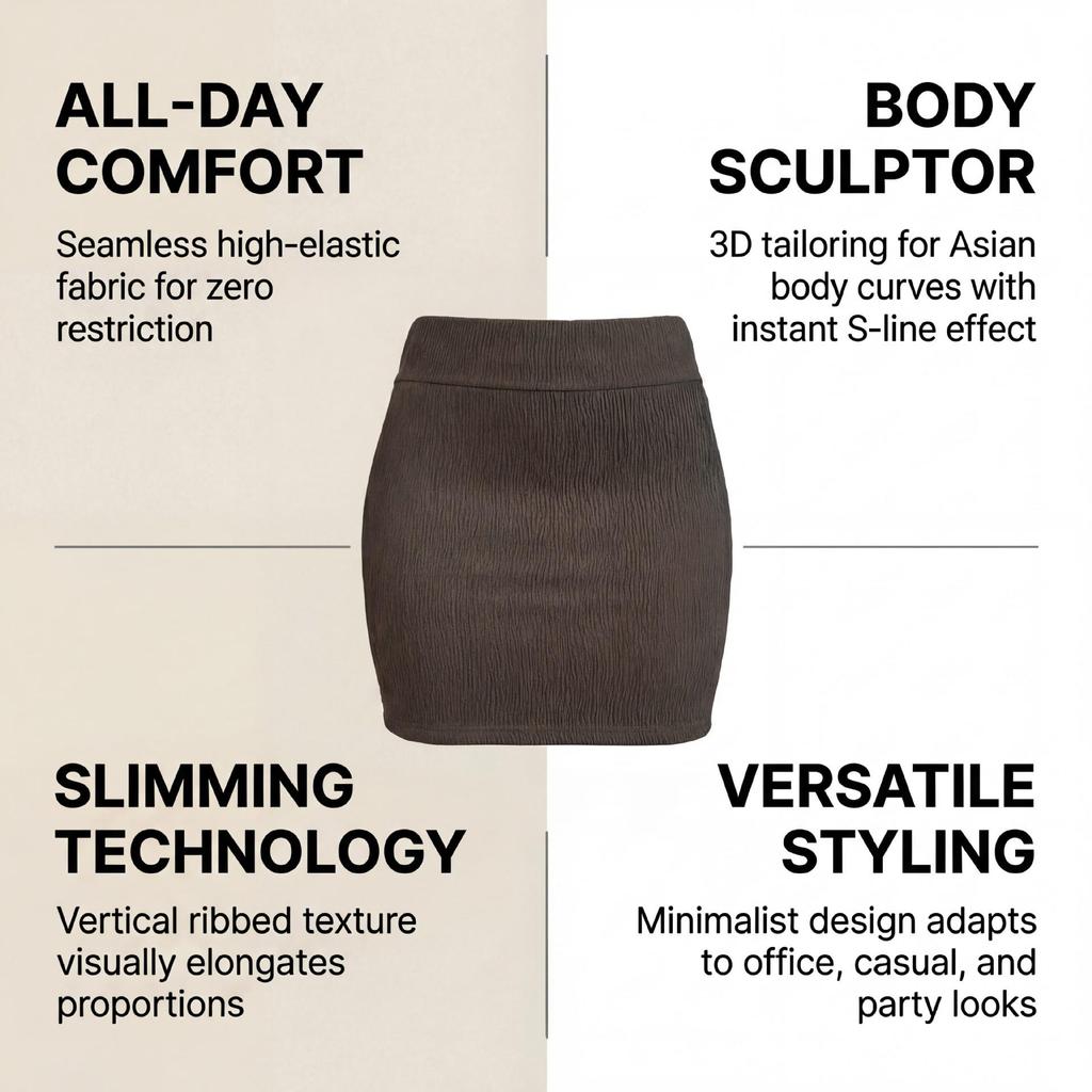 High-Waisted Pleated A-Line Skirt for Women – Elastic, Slimming, Hip-Hugging, Versatile European & American Style.
