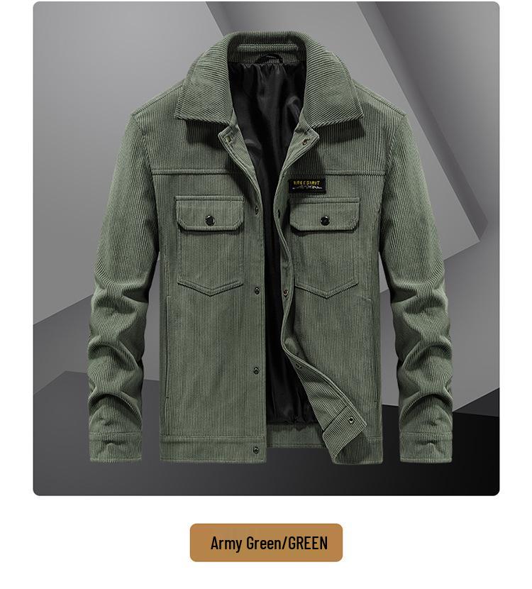Corduroy Men's Casual Lapel Jacket - Youth Student Workwear Top