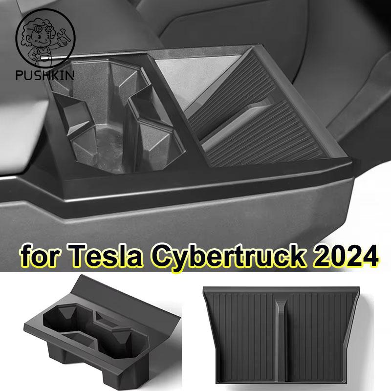 For Tesla Cybertruck 2024 2025 Car Storage Box Kit Center Console Cup Holder Wireless Charging Mat Organizer Tray Accessories