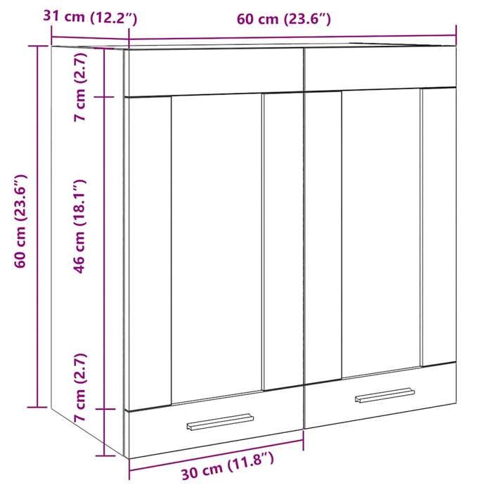 VidaXL Armoire murale de cuisine "Lyon" avec porte vitrée Chêne artisanal 60 x 31 x 60 cm 856168