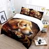 Warm dog and cat embrace painting Print Soft Comfortable Duvet Cover Bedding Set Included 1*Duvet Cover 2*Pillowcases