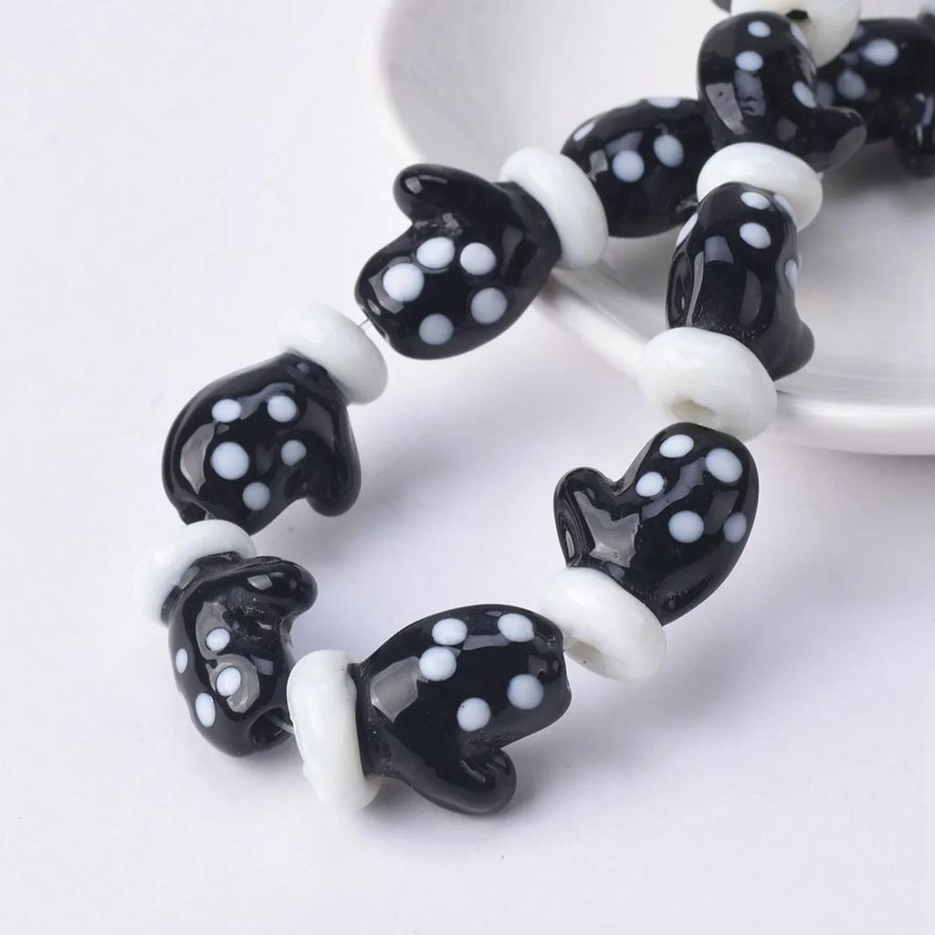 10pcs 18x14mm Glove Shape Handmade Lampwork Glass Loose Beads For Jewelry Making DIY Crafts Findings
