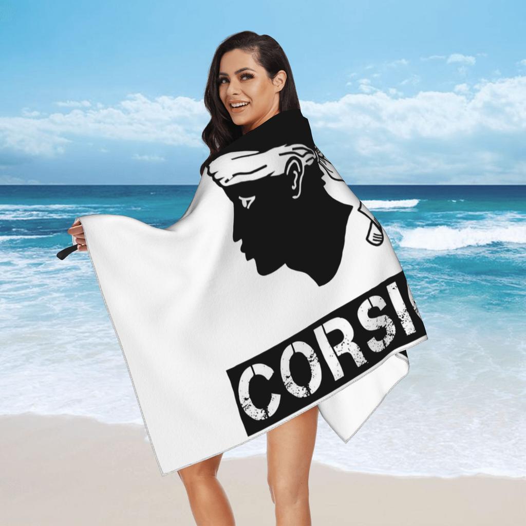 Corsica Map Flag French Corsican Beach Towel Soft Microfiber Quick Dry Absorbent Quick Towels For Swimming