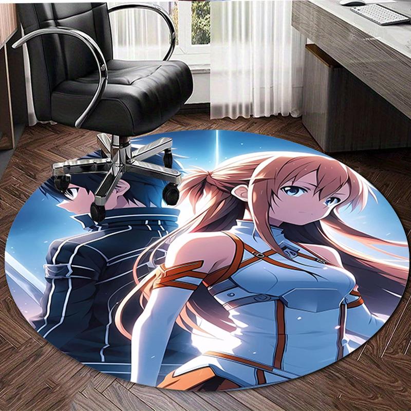 1pc Sword Art Online1 Design Printed Area Round Carpet for Bedroom Living Room Home Decor Rugs Mat Non Slip Mat Rug for Bedside