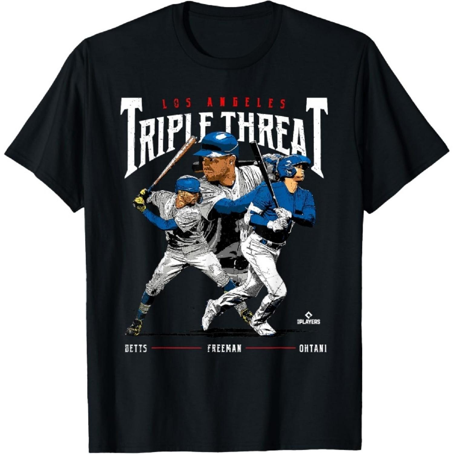 

Triple Threat Ohtani, Betts, Freeman Los Angeles MLBPA T-Shirt XXXXXL