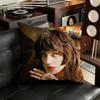 Actor SSophie TThatcher Pillow Case Square DoubleSided Printing Short Plush Sofa Cushion Cover Bedroom Bedside Pillow