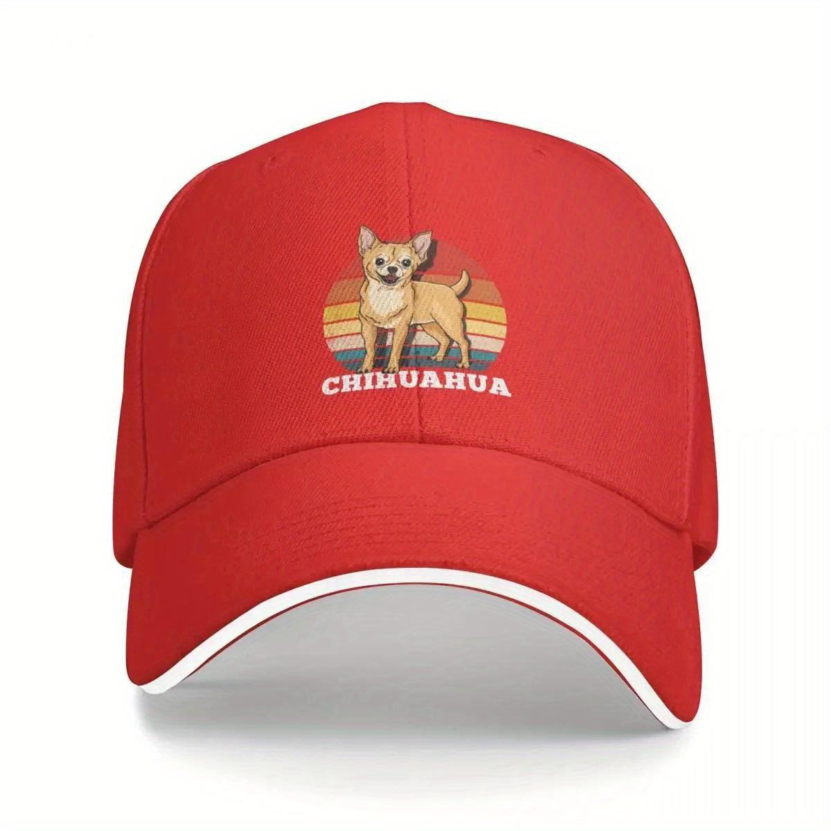 

Chihuahua Dog Retro Sunset Baseball Cap Adjustable Polyester Snapback Hat Casual Gift for Dog Lovers One Size