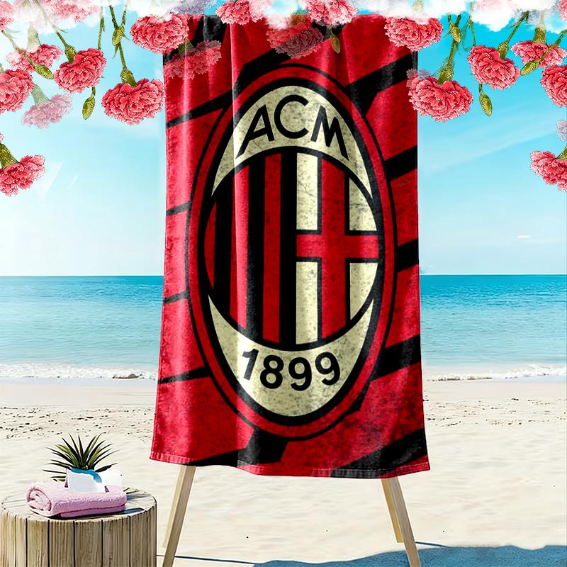 AC Mailand Print Strandtuch, Großes Weiches Schnelltrocknendes Handtuch für Strand Camping Schwimmen
