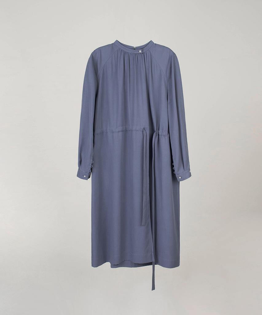 Obeodyupeulleeo Half Neck Shirring Dress_Vintage Blue