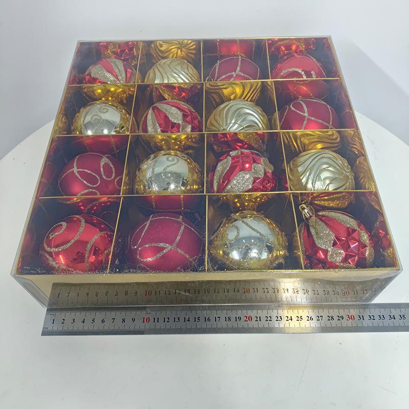 New 8cm Hand-Painted Christmas Ornaments Set - 16 Plated Plastic Balls
