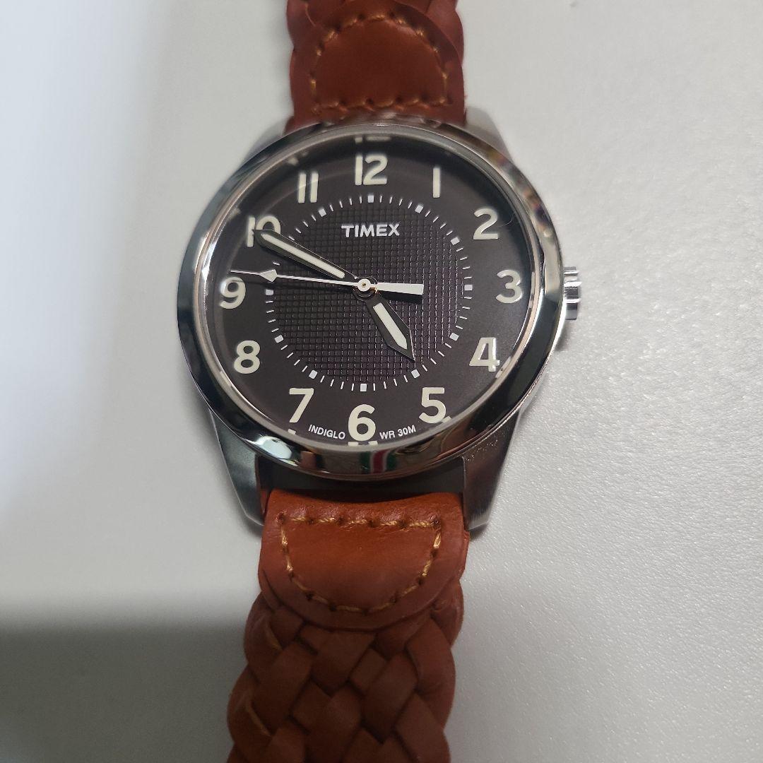 Used TIMEX black dial leather braided band