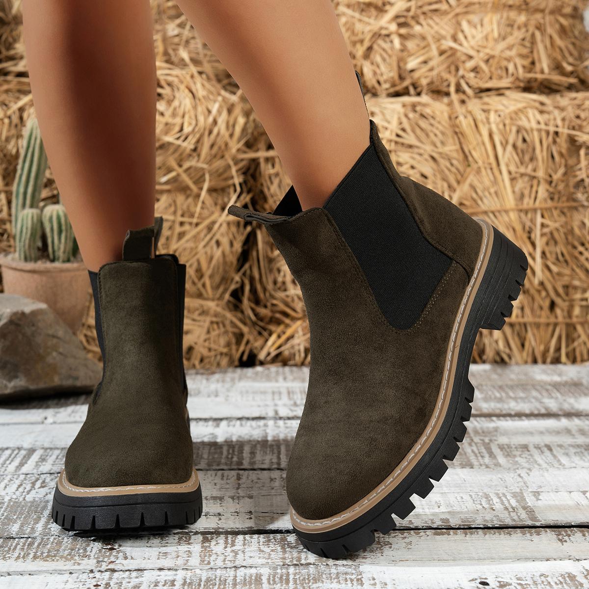 

Fashionable New Elegant Plus Size Work Boots Winter Round Toe Comfortable Suede Anti Slip Casual Riding Boots for Women Comfortable Soft Sole Non slip 36