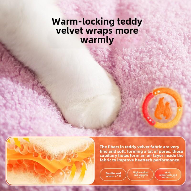 Podzimní a zimní kočka roztomilá kreslená malá příšerka uzavřené kočičí hnízdo jurta psí teplé hnízdo plyšové hnízdo pro mazlíčky