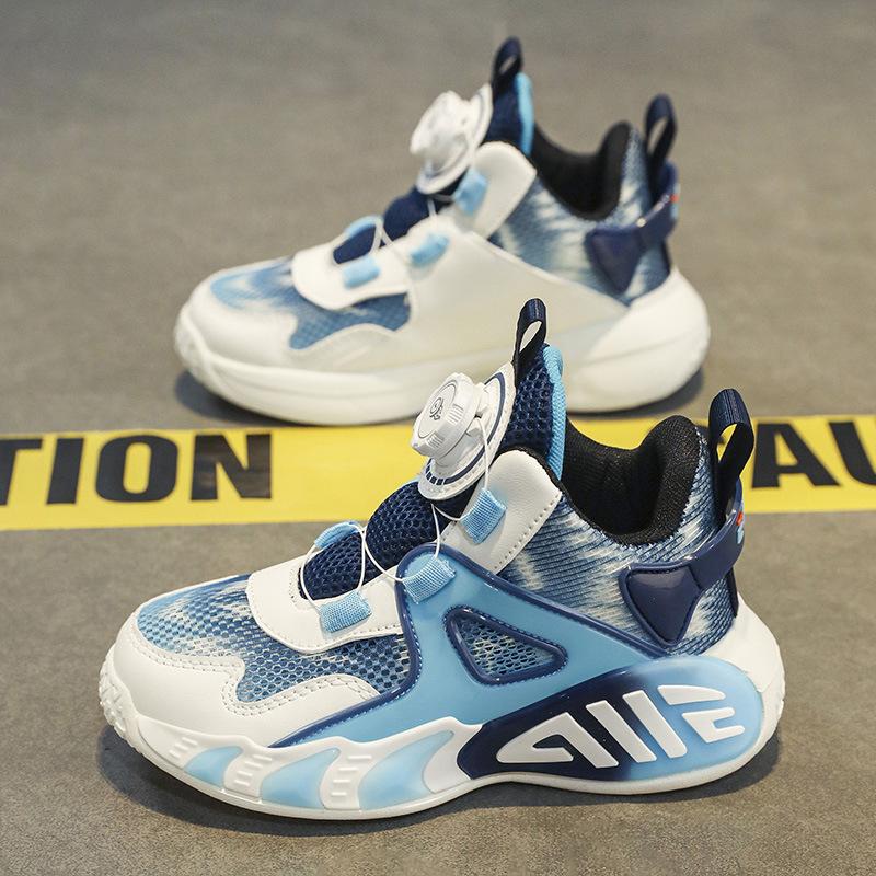 Boys' Shoes 2025 Spring New Breathable Single Net Children's Basketball Shoes Medium and Older Children's Shock-absorbing and Wear-resistant Sports S