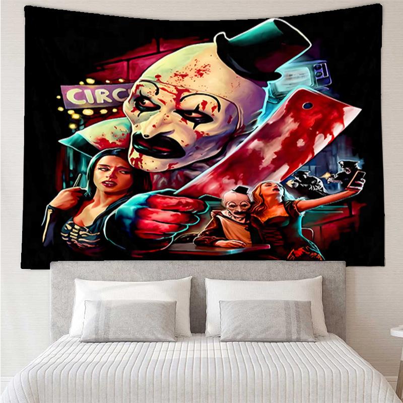 Art the Clown Terrifier1 Tapestry for Bedroom Aesthetic Classroom Tapestries Wall Hanging for Living Room Dorm Office,Ideal Creative Gift
