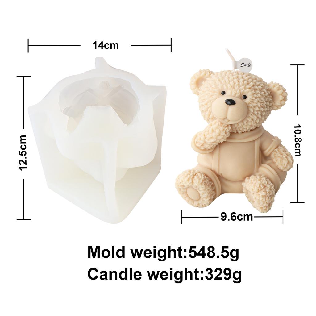 Family Teddy Bear Silicone Mold Craft Scented Candle Soap Plaster Bowtie Bear Family 3D Bears Animal decora