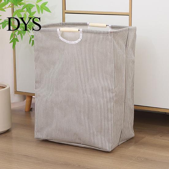 Easy Clean Laundry Hamper Basket with Wooden Handles, Cotton And Linen Large Portable Dirty Clothes Container Basket, Storage Space Saving Foldable