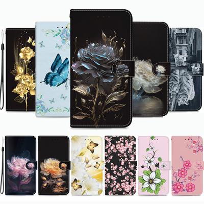 Floral Butterfly Leather Case for iPhone 16 14 12 15 Pro Max Kickstand Wallet Card Slots Book Cover Holster for iPhone 11 13 7 8 Plus 6 X XR XS SE4