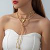Ins Wind Diamond-encrusted Long Stacked Neck Chain CCB Special-shaped Pendant Necklace Accessories, Wearing Bead Necklace Women
