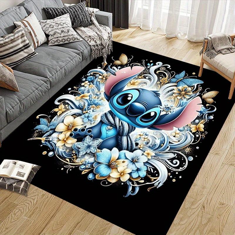 1pc Cute Stitch Pattern Area Rug Soft Flannel Floor Mat for Living Room,Office,Bedroom and Carpet,Sofa Coffee Table Floor Mat