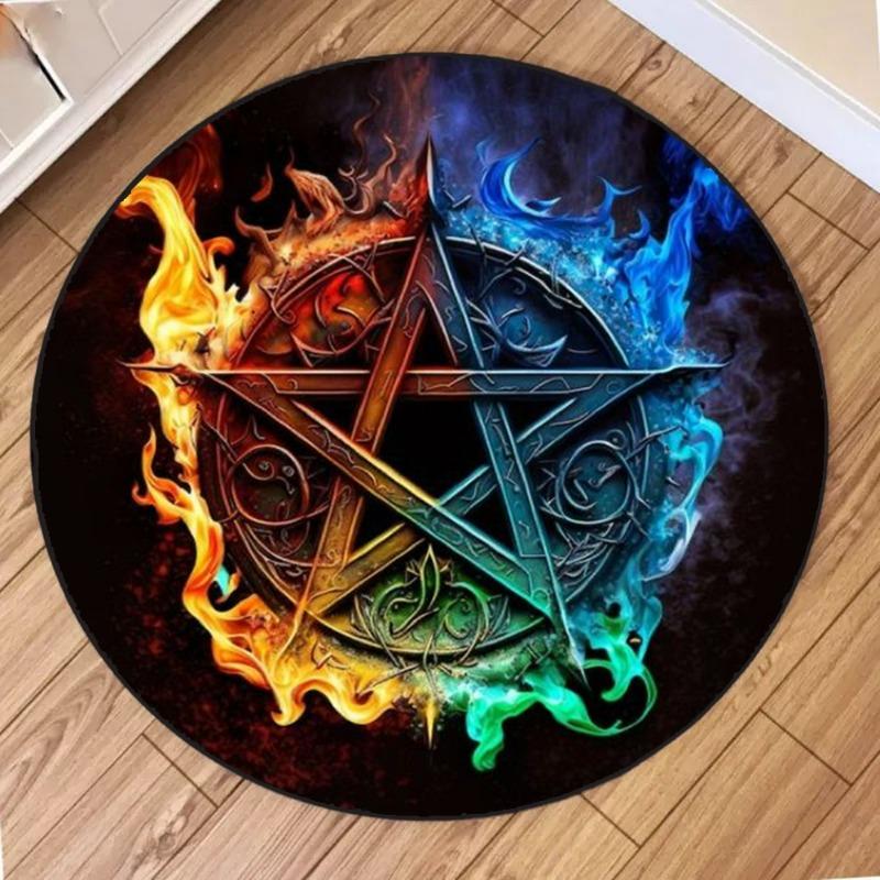 Star Printed Round Carpet Dirty-resistant Floor Mat for Living Room Computer Chair Cushion Bedroom Decor Home Hallway Area Rugs
